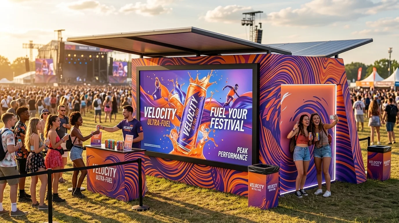 Render ilustrativo: activación en festival